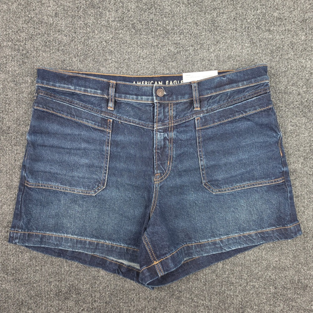 American Eagle Relaxed Shorts Women's 16 Strigid Denim Super High Rise Dark Wash